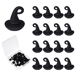 Черный 50шт. подвески из сплава на тему Хэллоуина, выпечка окрашены, 3 d волшебная шляпа, чёрные, 12x10.5 мм, отверстие : 1.7 мм