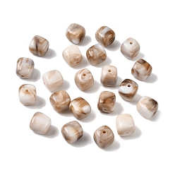 Цвет Древесины Непрозрачные акриловые бусины, имитация драгоценных камней, кубические, два тона, деревесиные, 17x15.5x15.5 мм, отверстие : 3 мм, 143 шт / 500 г