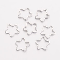 Platinum Brass Linking Rings, Flower, Platinum Plated, Nickel Free, about 9~10mm in diameter, 1mm thick