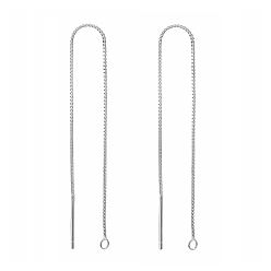 Платина Фурнитура для сережек-гвоздиков из стерлингового серебра с родиевым покрытием, устойчивым к потускнению, ушные резьбы, коробка цепи, платина, 925 мм, отверстие : 100x0.65 мм