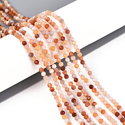 Golden Silk Jade Нити натуральных золотых шелковых нефритовых бусин, круглые, граненые, 2~2.5 мм, отверстие : 0.5 мм, около 165~189 шт / нитка, 14.96~15.75''' (38~40 см)