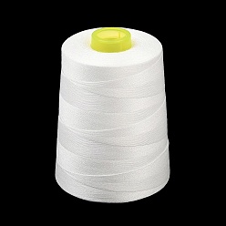 White Polyester Sewing Threads, Round Machine Embroidery Threads, White, 0.2mm, about 3300.00 Yards(3017.52m)/Roll