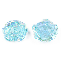 Темно-Голубой Прозрачные кабошоны из абс-пластика, с покрытием AB цвета, роза, глубокое синее небо, 24x23.5x9 мм
