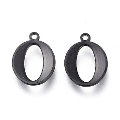 Letter O 304 прелести нержавеющей стали, лазерная резка, алфавит, электрофорез черный, letter.o, 12.5x9.5x1 мм, отверстие : 1 мм