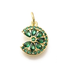 Зеленый Латунные микро проложить кубического циркония подвески, с целью перехода в кольце, долговечный, без свинца и без кадмия, , зелёные, 13x10.5x2.5 мм, отверстие : 3.5 мм