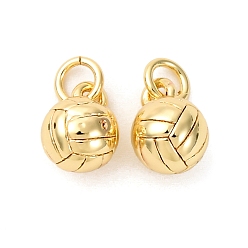 Volleyball Латунные подвески, шарм-талисманы, без кадмия и без свинца, реальный 18 k позолоченный, стойки покрытие, долговечный, с целью перехода в кольце, волейбол, 8x6 мм, отверстие : 2.3 мм