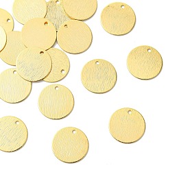 Real 18K Gold Plated SHEGRACE Brass Pendants, Flat Round Charms, Stamping Blank Tag, Brushed Finish, Cadmium Free & Lead Free & Nickel Free, Real 18K Gold Plated, 10x1.5mm, Hole: 1.4mm
