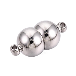 Нержавеющая Сталь Цвет Магнитные застежки, нержавеющая сталь 304, два круга, цвет нержавеющей стали, 17.5x8.3 мм, отверстие : 1.2 мм