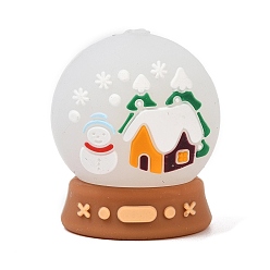 Круглые Силиконовые бусины, фокусные бусы, Новогодняя тема, красочный, круглые, 25x22x23 мм, отверстие : 3 мм