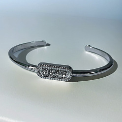 Платина Браслеты-манжеты из сплава с кристаллами и стразами для женщин, платина, внутренний диаметр: 2-3/8 дюйм (6 см)