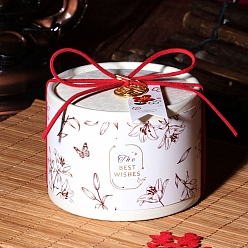 White Chinese style Wedding Candy Box, Column with Butterfly and Flower, White, 10x7.5cm