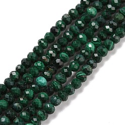 Malachite Malachite naturelles brins de perles, facette, rondelle, 3x2mm, Trou: 0.5mm, Environ 175 pcs/chapelet, 15.16 pouce (38.5 cm)