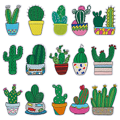 (52) Непрозрачная лаванда 15 шт. Компьютеризированная вышивка на ткани утюгом / пришивание заплат, аксессуары для костюма, аппликация, Детские коляски, кактус, разноцветные, 69~72x35~58x1.5 мм