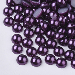 Средняя Орхидея Абс пластмассовые имитационные жемчужные кабошоны, полукруглый, средне орхидеи, 6x3 мм