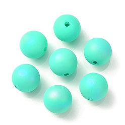 Аквамарин УФ-покрытие радужными переливающимися акриловыми бусинами, круглые, аквамарин, 16 мм, отверстие : 2.5 мм