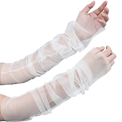 Белый Длинные свадебные рукава без пальцев из полиэстера, белые, 750x125x0.2 мм