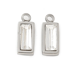 Прозрачный 304 шарма из нержавеющей стали, со стеклом, прямоугольные, прозрачные, 11x4.5x3.5 мм, отверстие : 1.4 мм