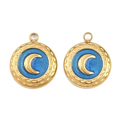 Луна 304 нержавеющая сталь с эмалевыми подвесками, ионное покрытие (ip), золотые, луна, 17.5x14.5x2.5 мм, отверстие : 1.8 мм