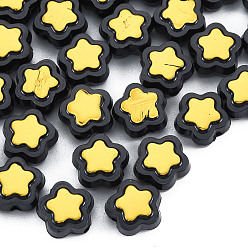 Black Plating Opaque Acrylic Beads, Metal Enlaced, Star, Black, 9.5x10x5mm, Hole: 1.6mm, about 1850pcs/500g