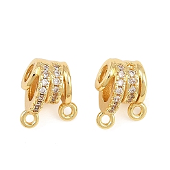 Real 18K Gold Plated Brass Micro Pave Cubic Zirconia Tube Bails, Rack Plating, Long-Lasting Plated, Lead Free & Cadmium Free, Real 18K Gold Plated, 12x10x9.5mm, Hole: 1.5mm