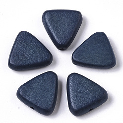 Marineblau Bemalte Naturholzperlen, Dreieck, marineblau, 16x15~16x5.5 mm, Bohrung: 1.5 mm