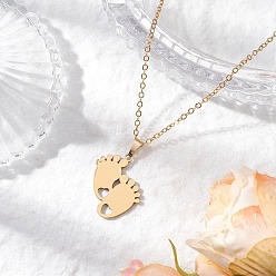 Footprint День матери 304 ожерелье из нержавеющей стали с подвеской, ожерелья-цепочки из латуни для женщин, золотые, след, 15.75 дюйм (40 см), Кулон : 22.5x21.5 мм
