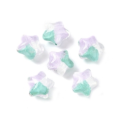 чертополох Прозрачные акриловые бусины, бусины ручной работы, звезда, с блестящей пудрой и эмалью, чертополох, 19~19.5x20.5~21x16 мм, отверстие : 2 мм