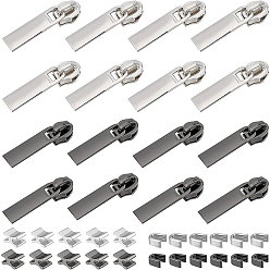 Mixed Color 28Pcs Alloy Replacement Zipper Sliders, with 28 Sets Brass Zipper Stopper and Plug, for Luggage Suitcase Backpack Jacket Bags Coat, Mixed Color, 3x0.9cm