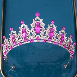 Фуксиновый Ободки для волос с короной из сплава и стразами, аксессуары для волос для девочек, женщин, украшение для вечеринки, красно-фиолетовые, 140 мм