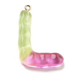 Letter L Смола подвеска, с обнаружением железного кольца, Письмо ~ Z, Письмо L, 39.5x26x7 мм, отверстие : 2 мм