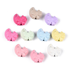 (52) Непрозрачная лаванда Бусины из сплава краски для выпечки, бант и луна, разноцветные, 12.5x11.5x7 мм, отверстие : 1.8 мм