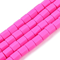 Темно-Розовый Полимерной глины ручной работы бисер нитей, шестигранник, темно-розовыми, 6x6x5.5 мм, отверстие : 1.8 мм, около 63~64 шт / нитка, 15.55~15.79 дюйм (39.5~40.1 см)