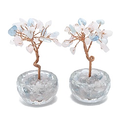 Морганит Украшения для витрин из натурального морганита пахиры голой, со стеклянной основой и медной проволокой, фен-шуй энергетический камень подарок для домашнего офиса украшение рабочего стола, 39.8~44x39.8x77.5~84 мм