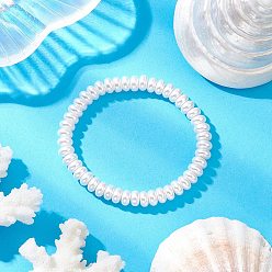 Белый Прозрачные браслеты из стеклянных бусин, окрашенные распылением, для детей, рондель, белые, внутренний диаметр: 1-3/4 дюйм (4.5 см)