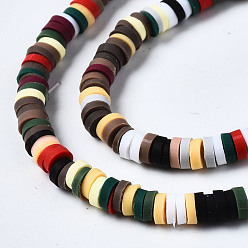 Colorful Handmade Polymer Clay Beads Strands, for DIY Jewelry Crafts Supplies, Heishi Beads, Disc/Flat Round, Colorful, 4x0.5~1mm, Hole: 1.4mm, about 350~410pcs/strand, 15.75 inch~16.14 inch(40~41cm)