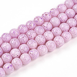 Сливовый Нити прозрачных окрашенных стеклянных бусин для запекания, круглые, два тона, слива, 7.5~8 мм, отверстие : 1.2 мм, около 80~82 шт / нитка, 26.77~27.56 дюйм (68~70 см)