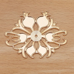 Light Gold Alloy Bead Enamel Settings, Pomegranate Flower, Light Gold, 50x40mm