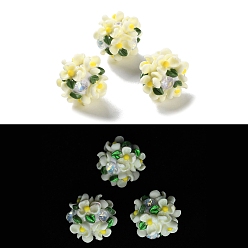 Лимонный шифон Бусины-шарики из полимерной глины со стразами и светом, с акриловым цветок, для изготовления бисерных ручек для изготовления бижутерии и брелоков, лимонный шифон, 20~23 мм, отверстие : 2~3 мм