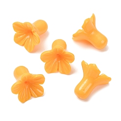 Naranja Cuentas talladas de coral sintético teñido, flor, naranja, 17x18 mm, agujero: 1.4 mm