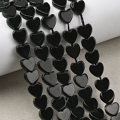 Black Onyx Натуральные бусины из черного оникса (окрашенные и нагретые), сердце, 6x6x2 мм, отверстие : 0.8 мм, около 69 шт / нитка, 14.96'' (38 см)