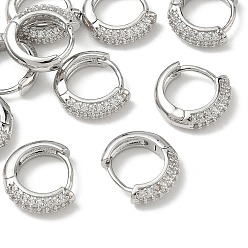 Platino Pendientes de aro pequeños Shegrace de latón con micro circonitas cúbicas., sin cadmio, plomo, níquel, Platino, 13.5x15x4 mm