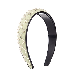 Honeydew Cloth Sequin Decor Headband, Fish Net Style Simple Lady Hair Accessories, Honeydew, 150x120x30mm