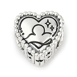 Весы 925 стерлингового серебра европейских бисер, сердце, Весы, 9.5x9.5~10x7 мм, отверстие : 4.5 мм