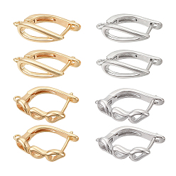 Mixed Color 8Pcs Brass Hoop Earring Findings with Latch Back Closure, Nickel Free, with Horizontal Loop, Mixed Color, 18.5x4.5x13.5mm and 15.5x5x10.5mm, 8pcs/box