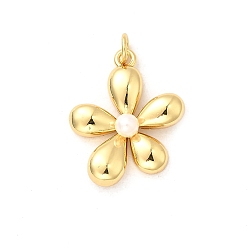 Настоящее золото 18K Латунные подвески, с abs имитационными жемчужными бусинами , , долговечный, без кадмия и без свинца, с целью перехода в кольце, реальный 18 k позолоченный, 21.5x19x5.5 мм, отверстие : 3 мм