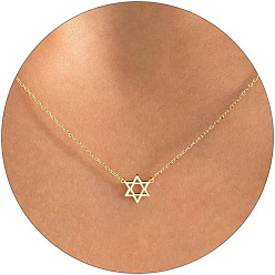 Star of David Латунные ожерелья с подвесками для женщин, золотые, звезда Давида, 17.72 дюйм (45 см)