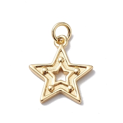 Echt 18 k vergoldet Messing Anhänger & Charms, cadmiumfrei und bleifrei, langlebig überzogen, mit Sprungring, Sterne-Charme, echt 18 k vergoldet, 15.5x14x2 mm, Bohrung: 3 mm