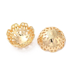 Настоящее золото 18K Шапочки и конусы для бусин, латунные, без кадмия, без никеля и без свинца, мульти-лепесток цветка, реальный 18 k позолоченный, 17x7.5 мм