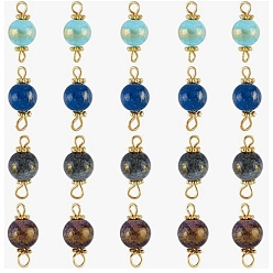 Машан Нефрит 80 шт 4 стили натуральный нефрит машан соединительные подвески, с позолоченным сплавом и латунной фурнитурой, окрашенные, круглые, разноцветные, 17.5~18x8~8.5 мм, отверстие : 1.6~2.8 мм, 20 шт / стиль