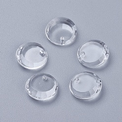 Clear Transparent Acrylic Charms, Faceted, Flat Round, Clear, 12x4mm, Hole: 1mm